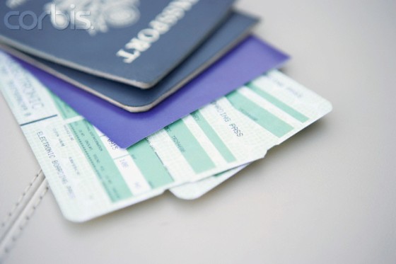 Passport and airline boarding passes